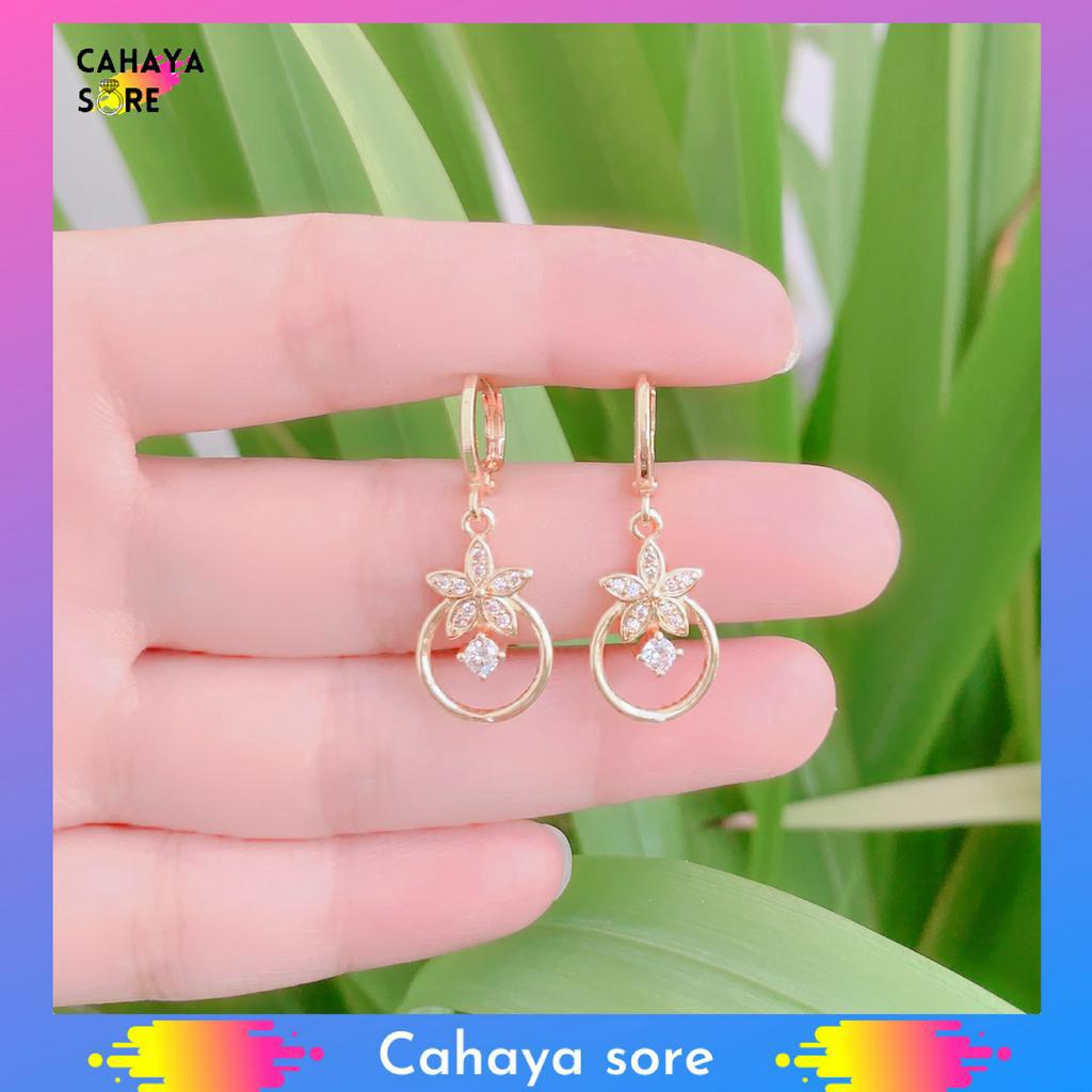 Anting Xuping Gold Anting Dewasa Model Clip Permata Love Baris AD34