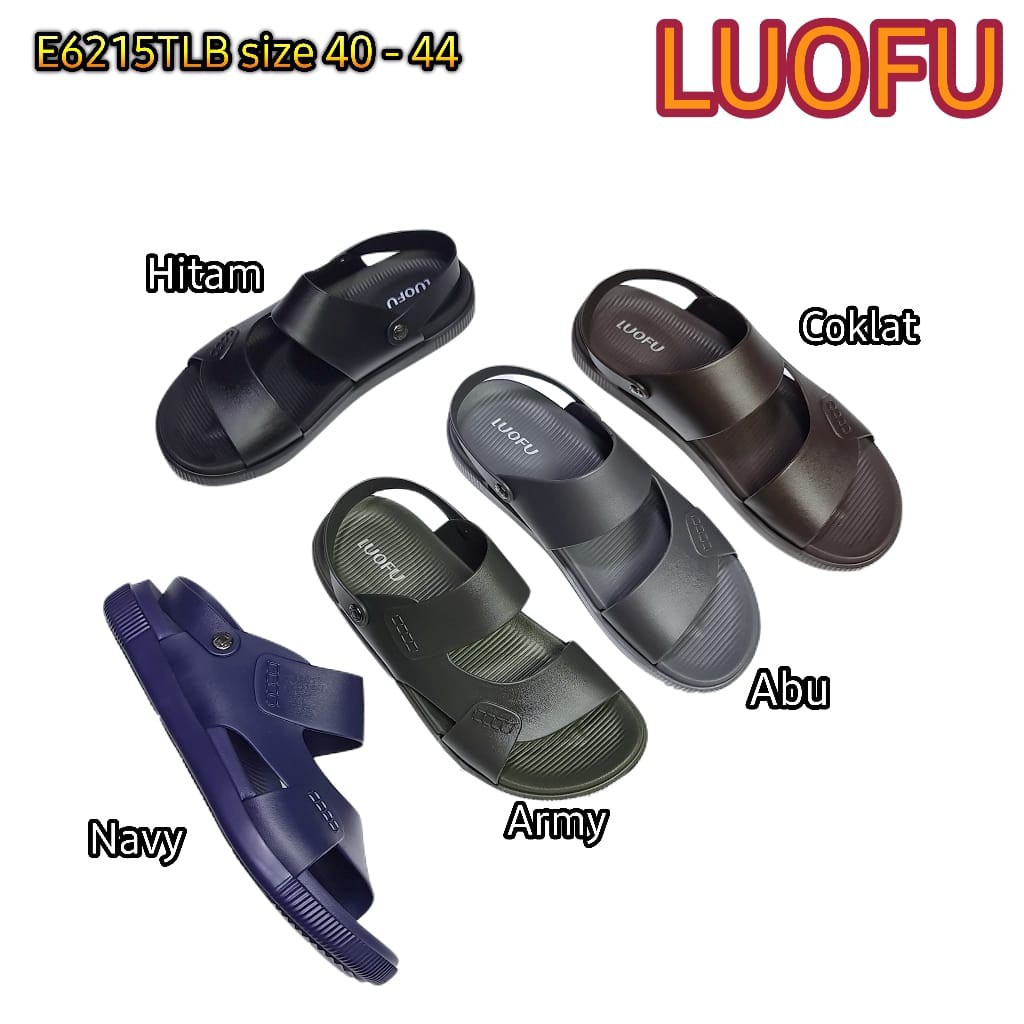 LUOFU ORIGINAL jelly sandal karet empuk murah pria sendal tali cowok import E6215TLB