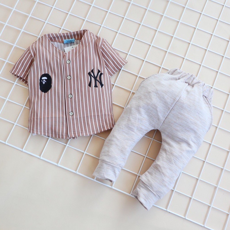 Setelan Anak Laki-Laki saint queen motif baseball NY02 untuk umur6 Bulan - 3 tahun