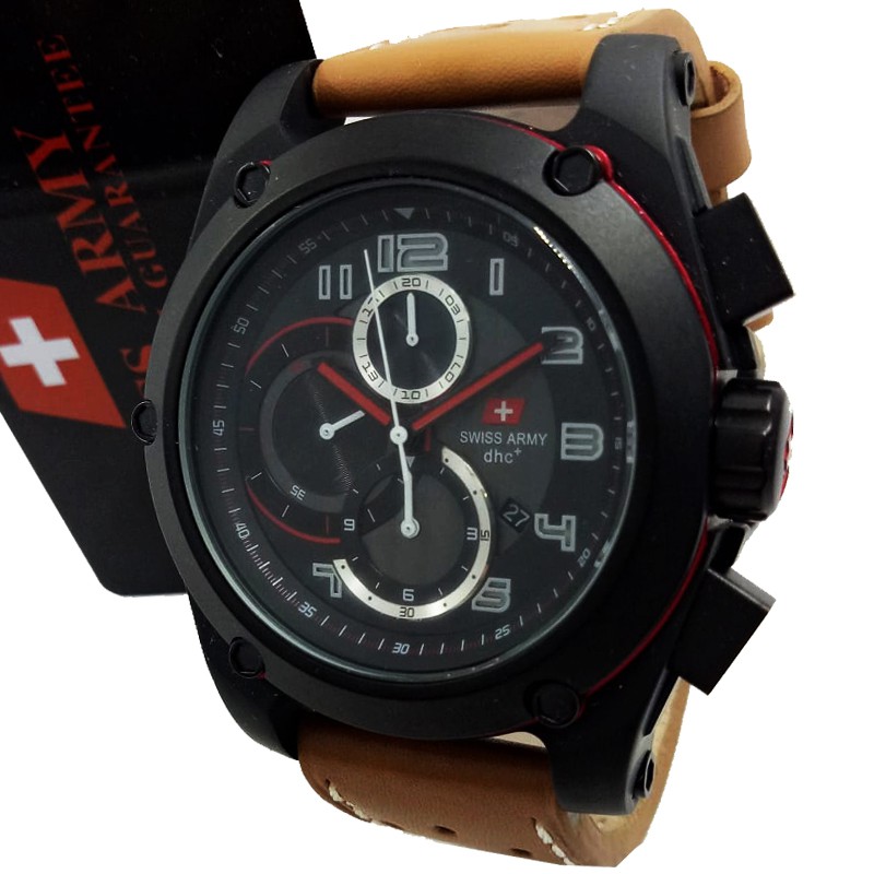 Jam Tangan Original Swiss Army SA2205 - Coklat Hitam Strip Merah