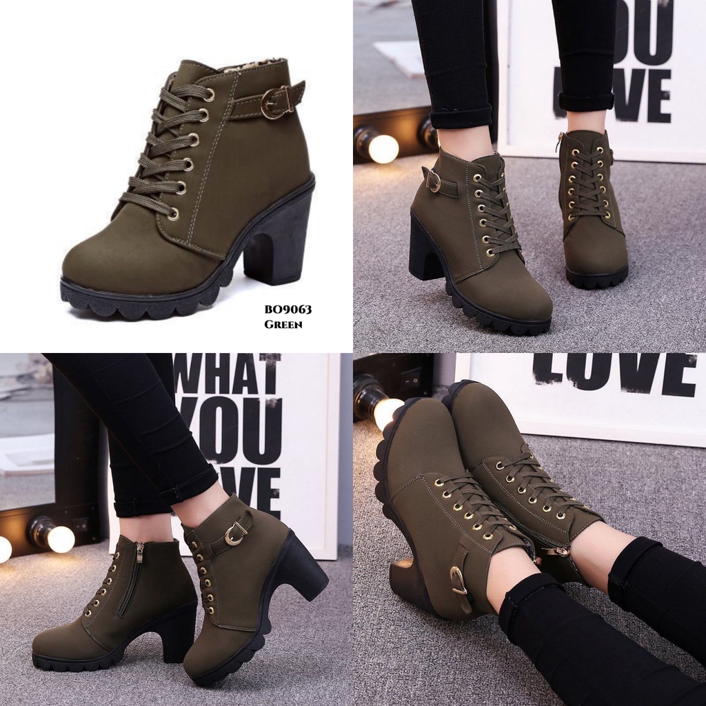 PRF Sepatu Heels Boots Import Ala Korea BO9063