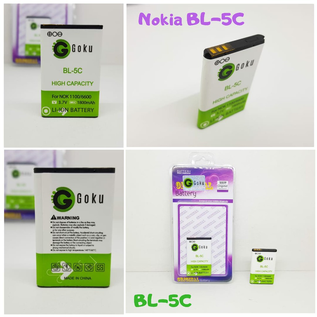 Batre Nokia BL5C Baterai GOKU BL 5C High Capacity 1800mAh Batre NOK 6600 NOK 1100