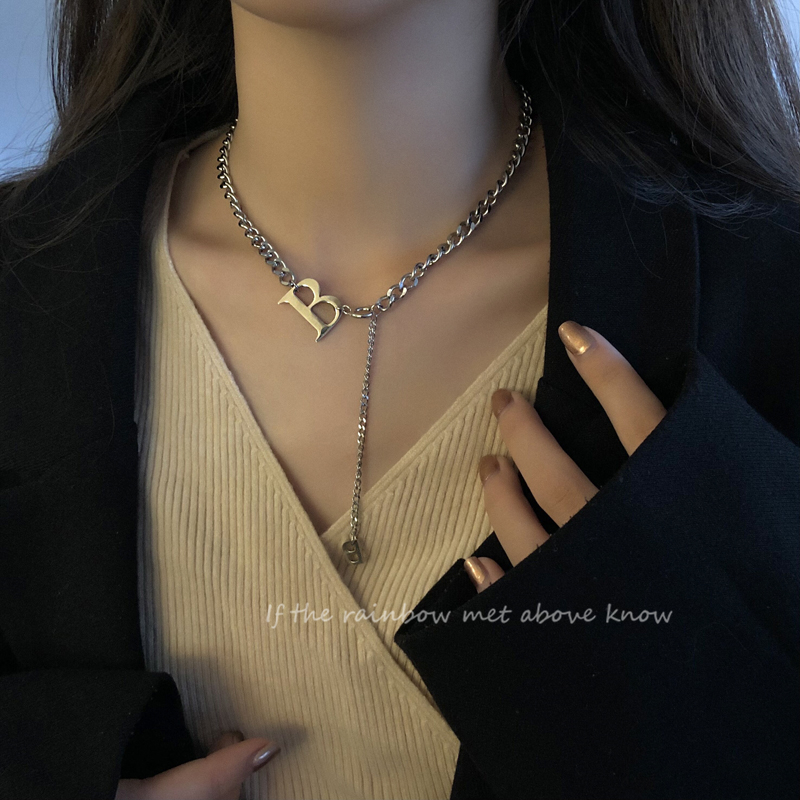 Titanium Steel Letter B Necklace Personalized Clavicle Necklace for Women Chain Jewelry