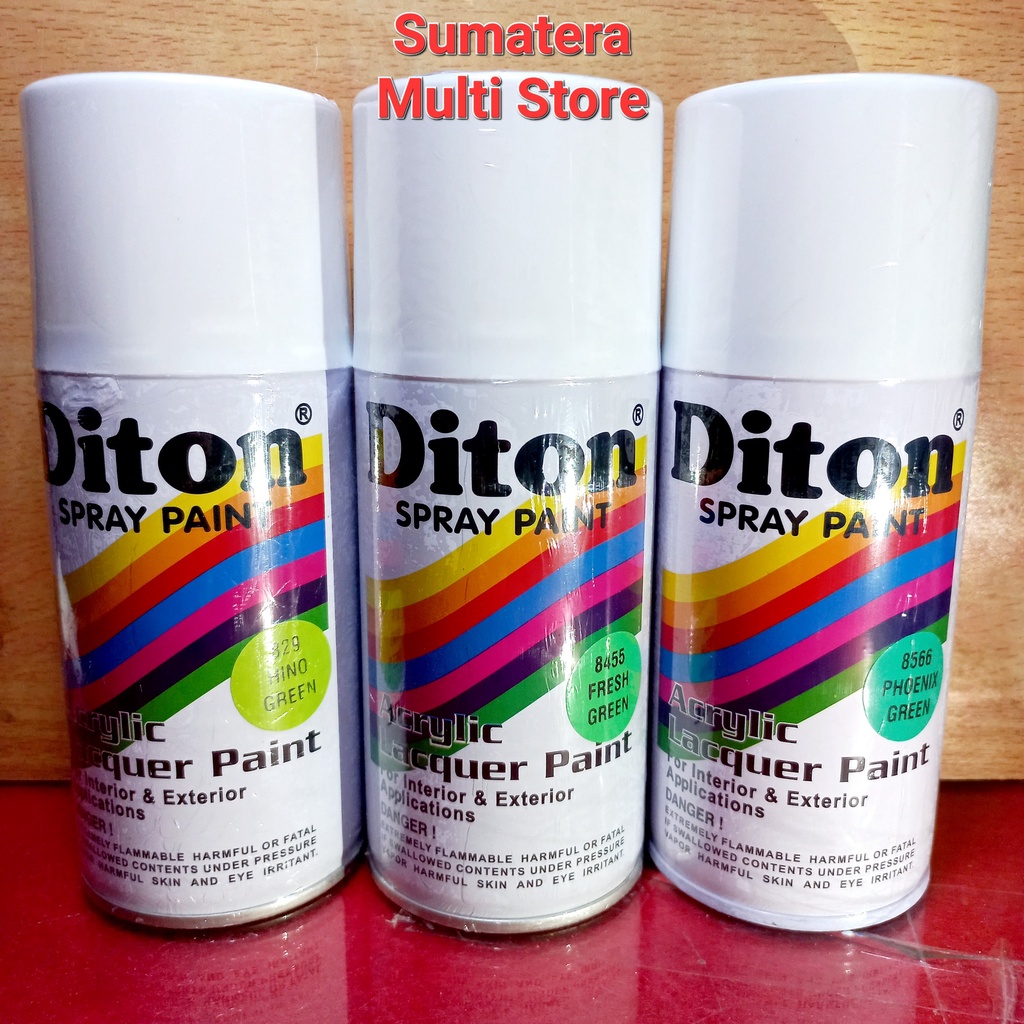 

Diton Standart Warna Hino Green 829 , Fresh Green 8455 , Phoenix Green 8566 - Cat Semprot 300 ml Hijau / Pilox Pilok
