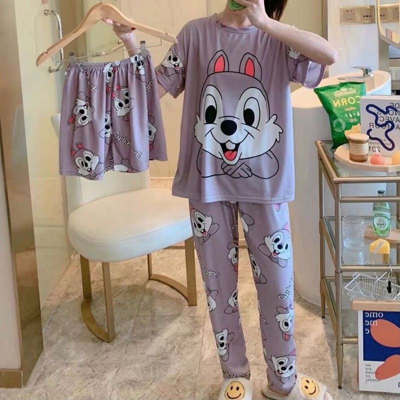 MDLV ~ BAJU TIDUR SET 3IN1 SQUIRREL BAJU TIDUR IMPORT CEWEK BEST SELLER PIYAMA DEWASA IMPORT