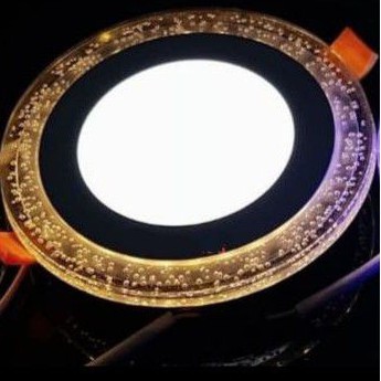 lampu downlight led panel 2 warna bulat putih dan bulat kuning 6w + 3 watt inbow lampu panel