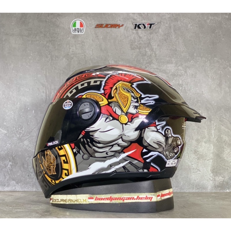 PAKET GANTENG  ZEUS HELM ZS811 AL47 SPARTAN BLACK RED - SPOILER 2D - FULL FACE-7