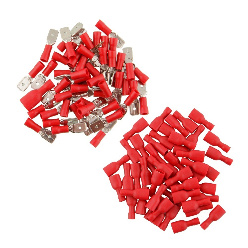 Canaan 50 Pasang Skun Spade Terminal Konektor Kabel Listrik Insulated