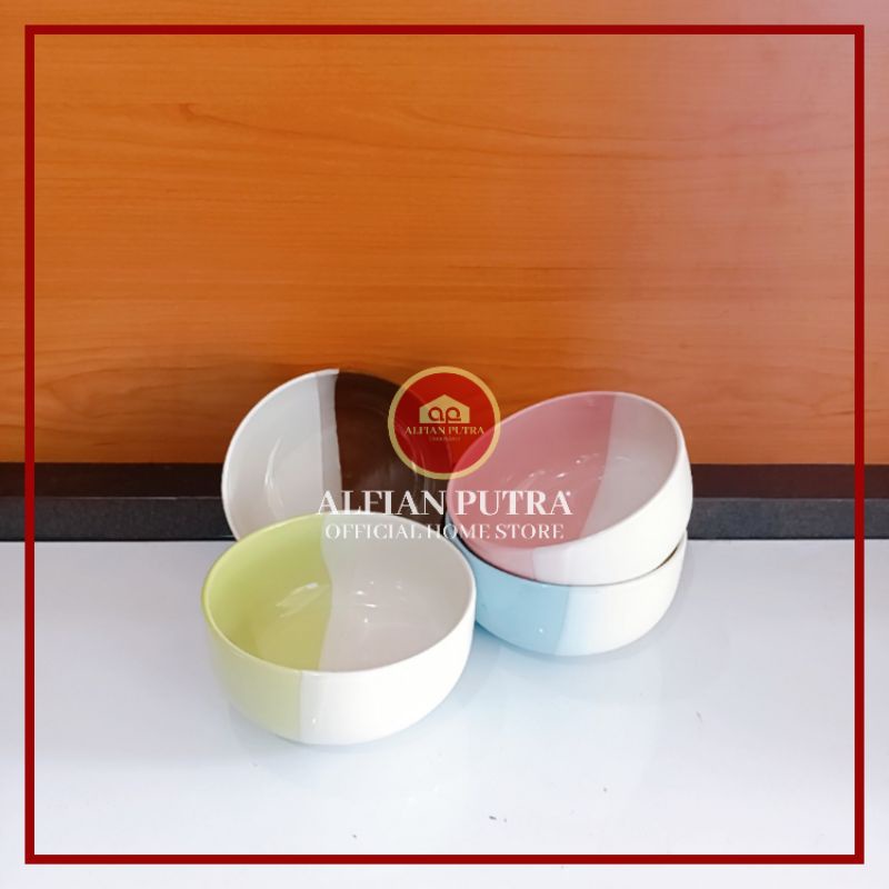 MANGKOK KAIBON MOESLE MANGKOK KERAMIK 2 WARNA TWOTONE | MANGKOK KERAMIK TWO-TONE | MANGKOK SOUVENIR 