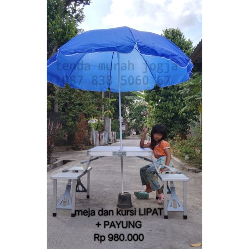meja kursi payung tenda Lipat metic retrack popup gazebo taman outdoor