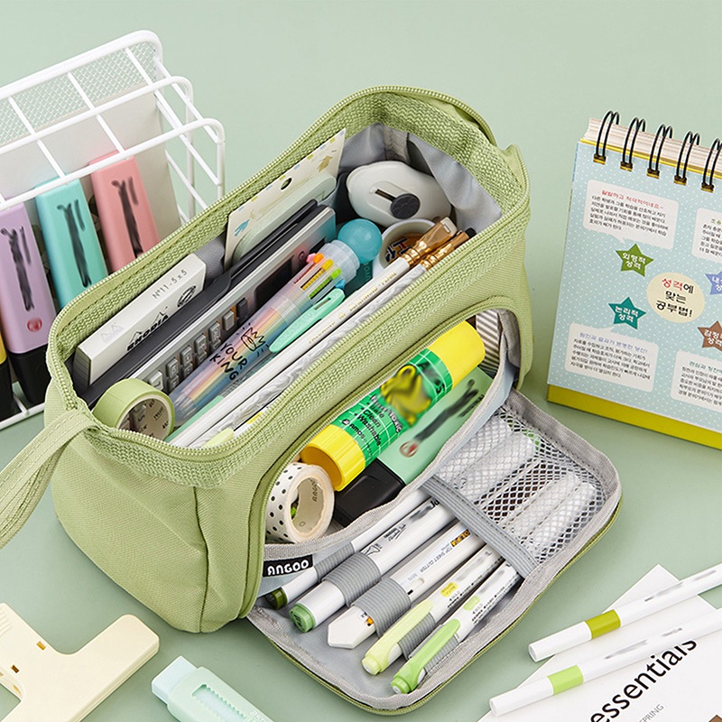 

Portable Simple Solid Color Multifunctional Pencil Case Student Large Capacity Pen Bag Stationery Or