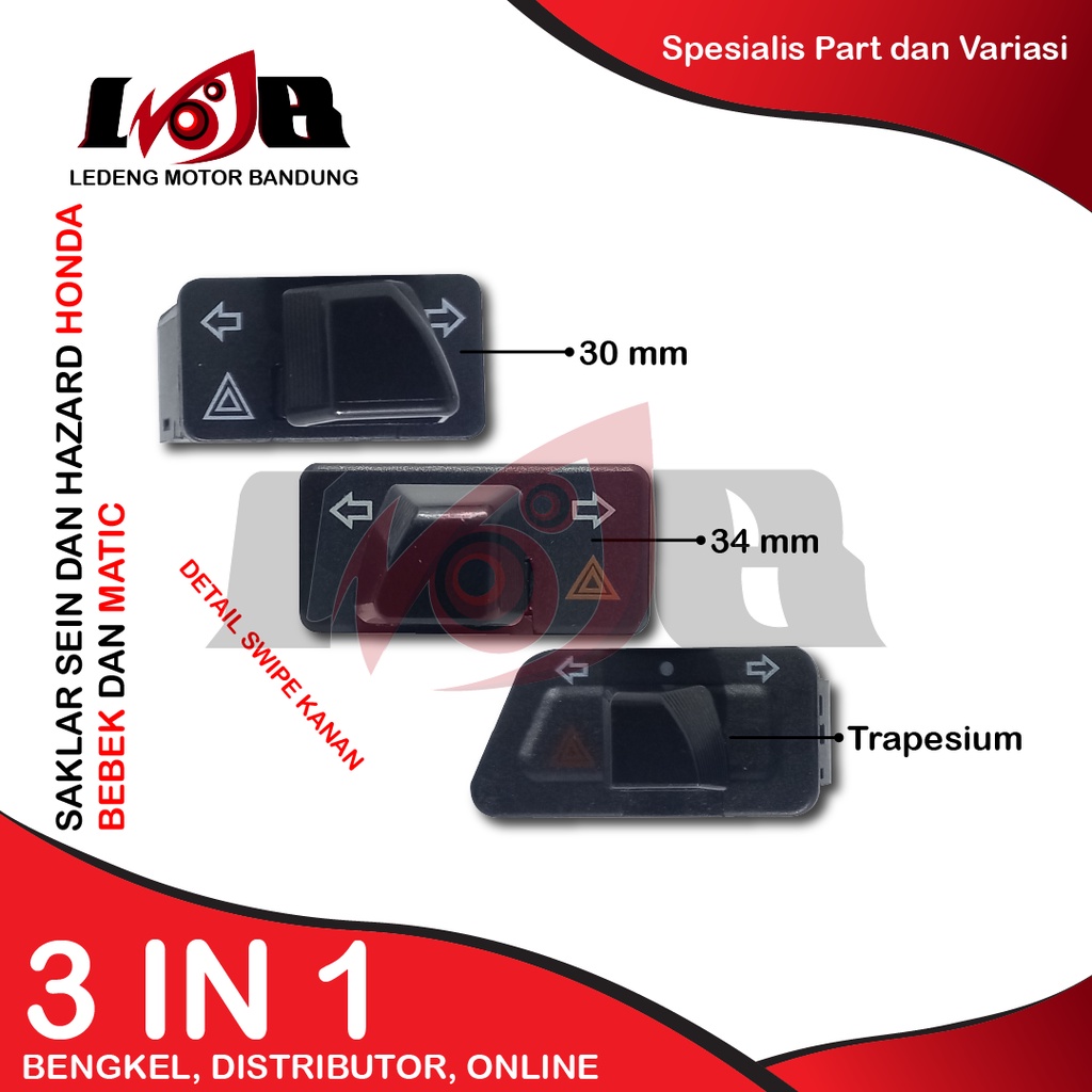 Tombol Sen Hazard Honda Switch Saklar Sein Motor Matic Bebek 30mm 34mm Trapesium
