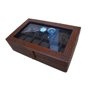 Box Tempat Jam Tangan isi 12 warna HITAM FULL  / Kotak Jam Tangan