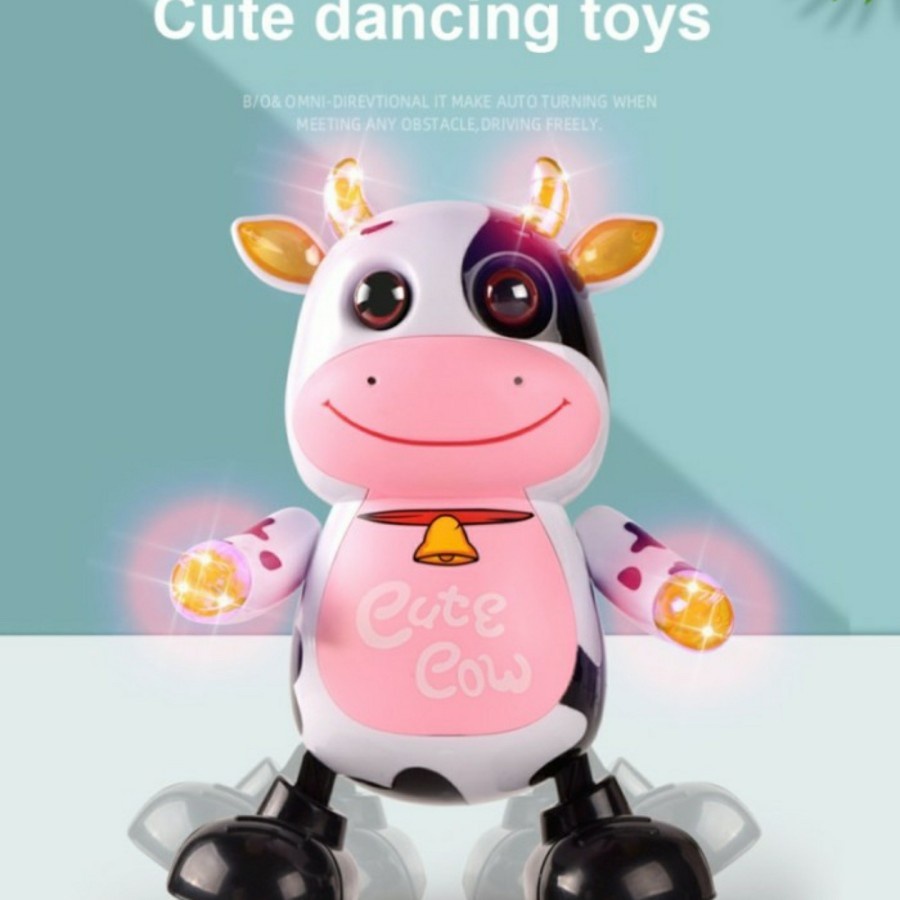 M153H Mainan Robot Dancing Cute Cow - Sapi Joget With LED Music Dance