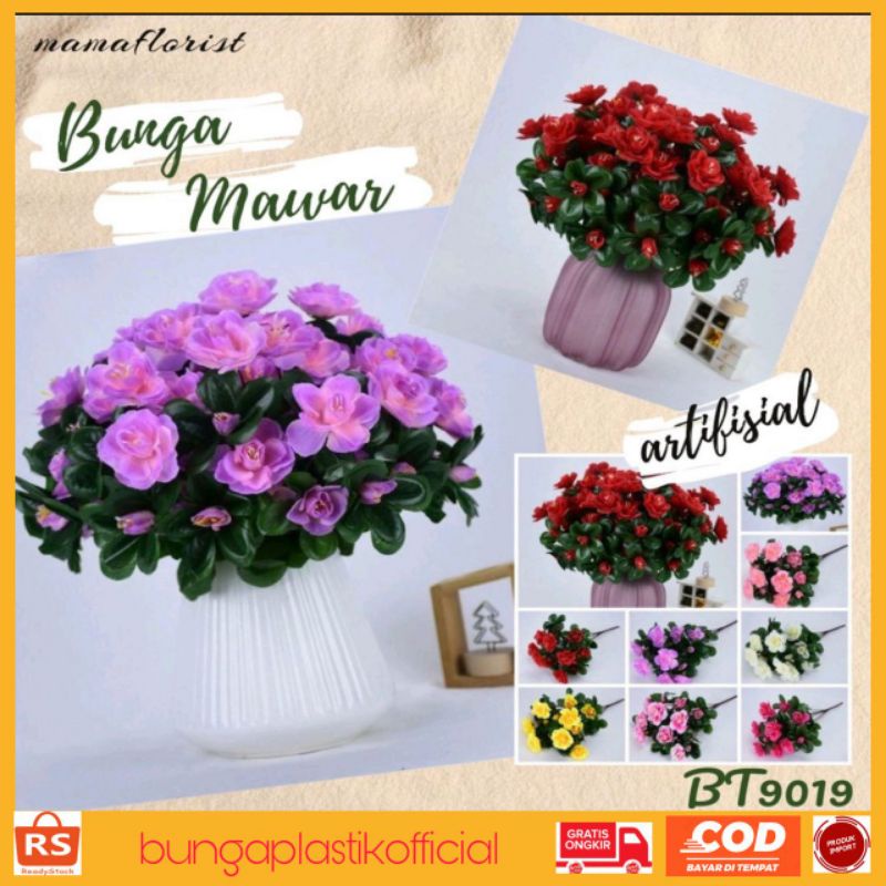 Bunga Plastik Mawar 7 tangkai 21 kuntum bunga tangkai hias bunga dekorasi bunga artifisial BT9019