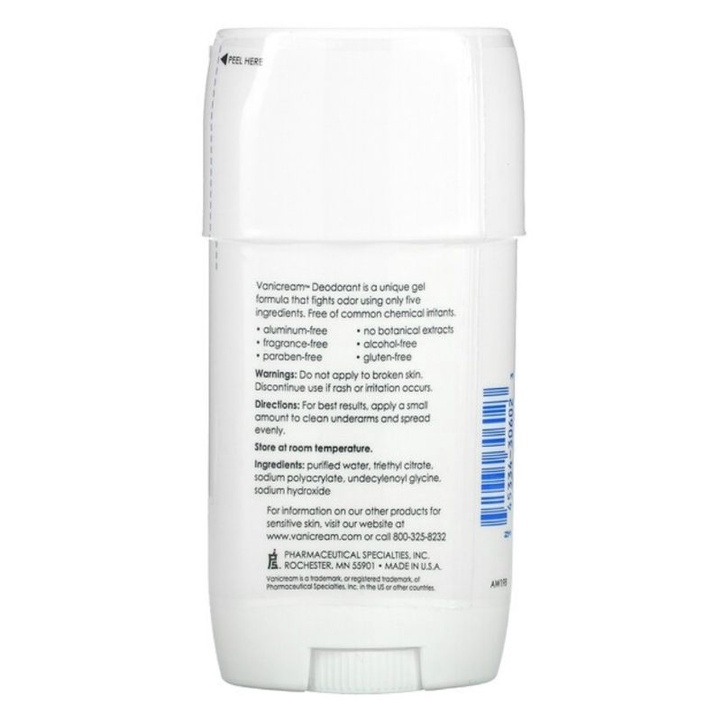 Vanicream Deodorant For Sensitive Skin, Aluminum-Free, Fragrance Free 57 gr