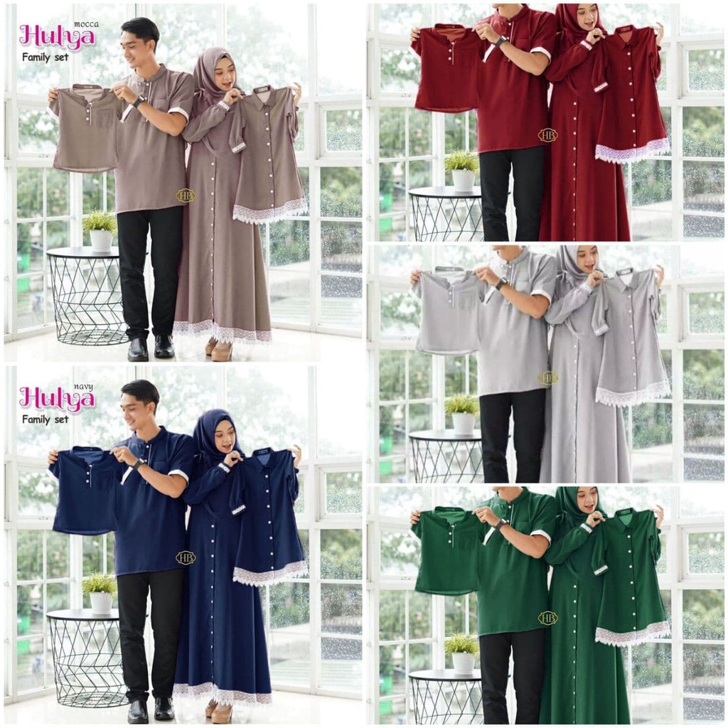 ☌∋❂Baju Muslim Pria Wanita / Couple Muslim Hulya / Pasangan Kondangan Set Keluarga Ibu Dan Anak Adik