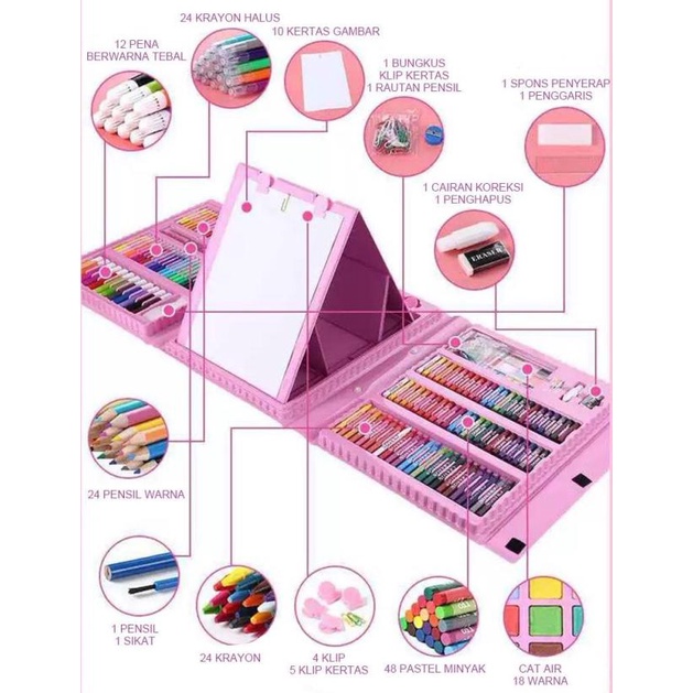 Alat lukis set isi 208 pcs Murah/Perlengkapan Melukis anak set /Super Mega Art Set / pensil warna set isi 208pcs8 pcs/ crayon anak lengkap original/alat menggambar anak isi 208pcs lengkap