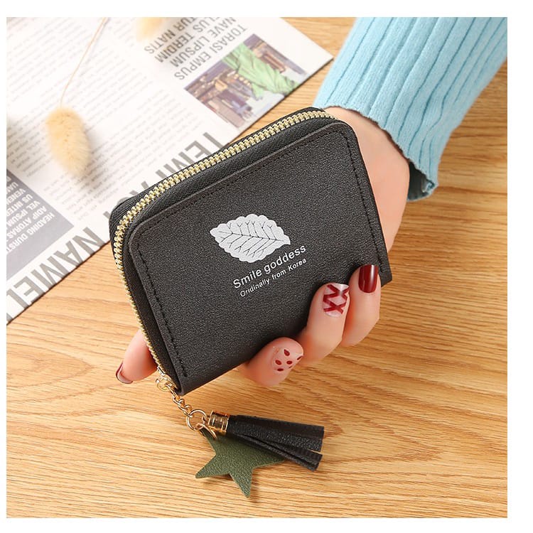 ♥TASBLUE♥D53 COD DOMPET PENDEK/MINI WANITA IMPORT MURAH REAL PIC DOMPET KOREAN TRENDY FASHION WALLET-HITAM