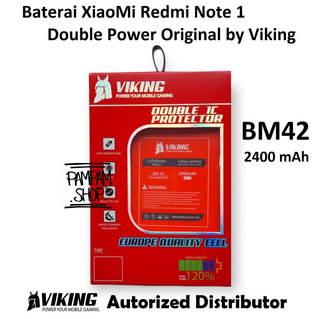 Baterai VIKING Double Power Original XiaoMi BM42 Redmi Note 1 Batre Batrai HP Xiao Mi BM 42 Ori