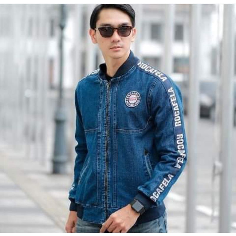 Jaket Jeans Cowok Dewasa Terbaru Model Bordir Bahan Denim Tebal Murah Berkualitas Bisa Outdoor Model Bomber