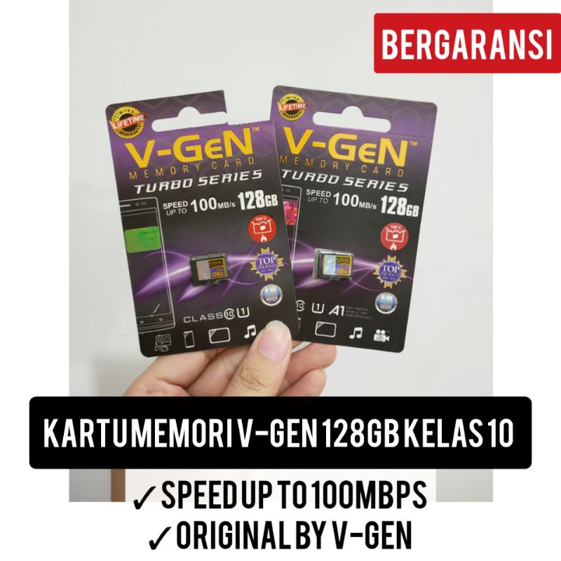 kartu memori v-gen vgen 128GB kelas 10 turbo series memory card micro sd