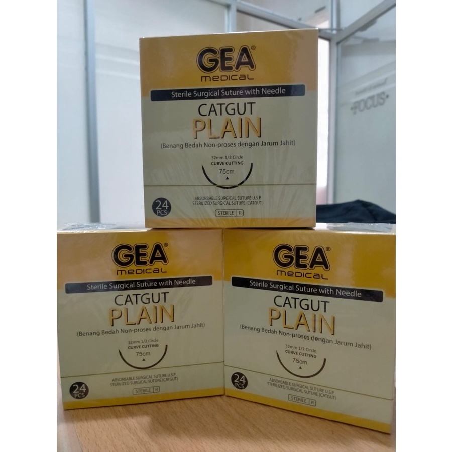 GEA Catgut Plain 3/0 + Jarum isi 24 Pc - GCP