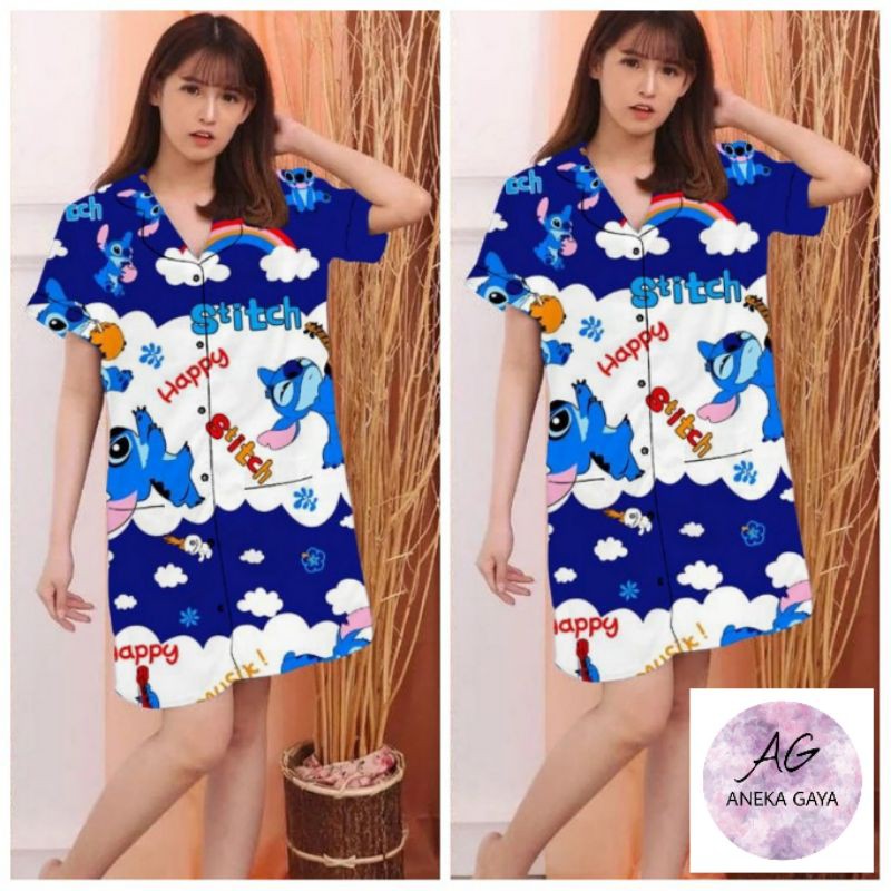 promo daster model terbaru motif lucu depan kancing