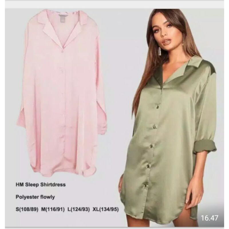 Baju Pajama Satin / H&amp;M Sleep Short Dress Wanita Original Branded