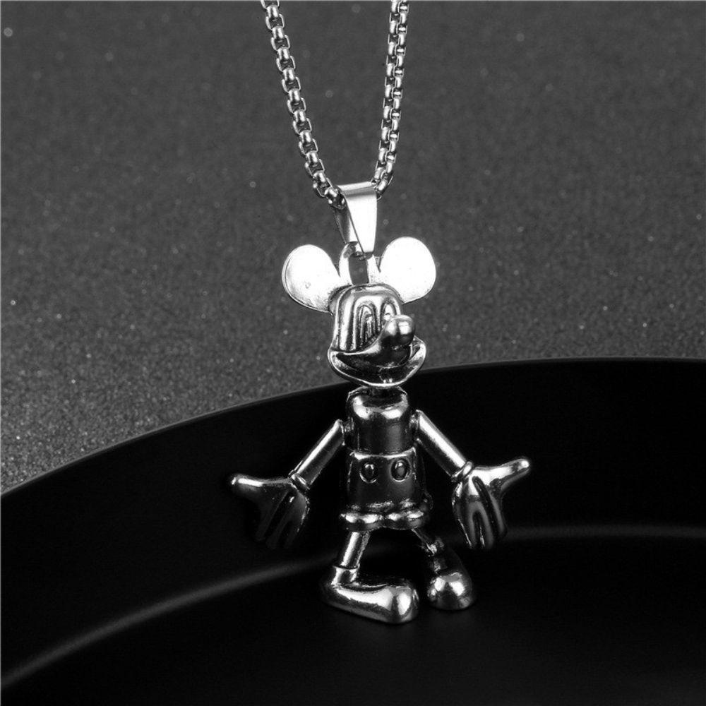 Needway Liontin Kalung Fashion Retro Bergerak Mickey Mouse Hip Hop Klavikula Rantai