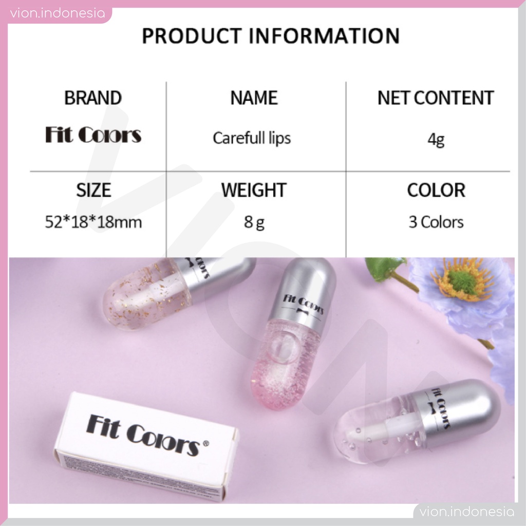 FIT COLORS Glitter Capsule Lip Care Moisturising Pelembab Bibir Cantik Original FC003