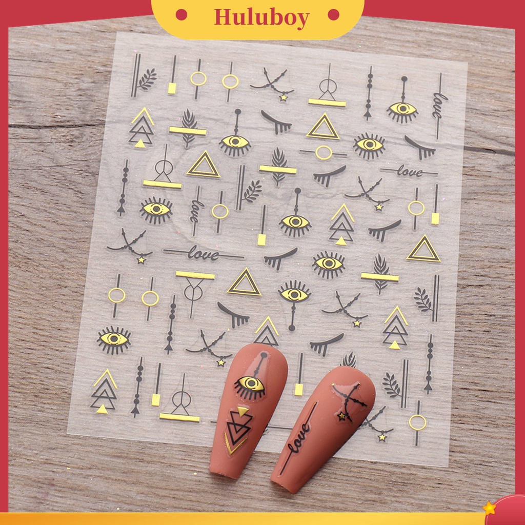 Huluboy Huluboy♡ Stiker Kuku Motif Hati / Bintang / Bulan Untuk Dekorasi Nail Art / Manicure