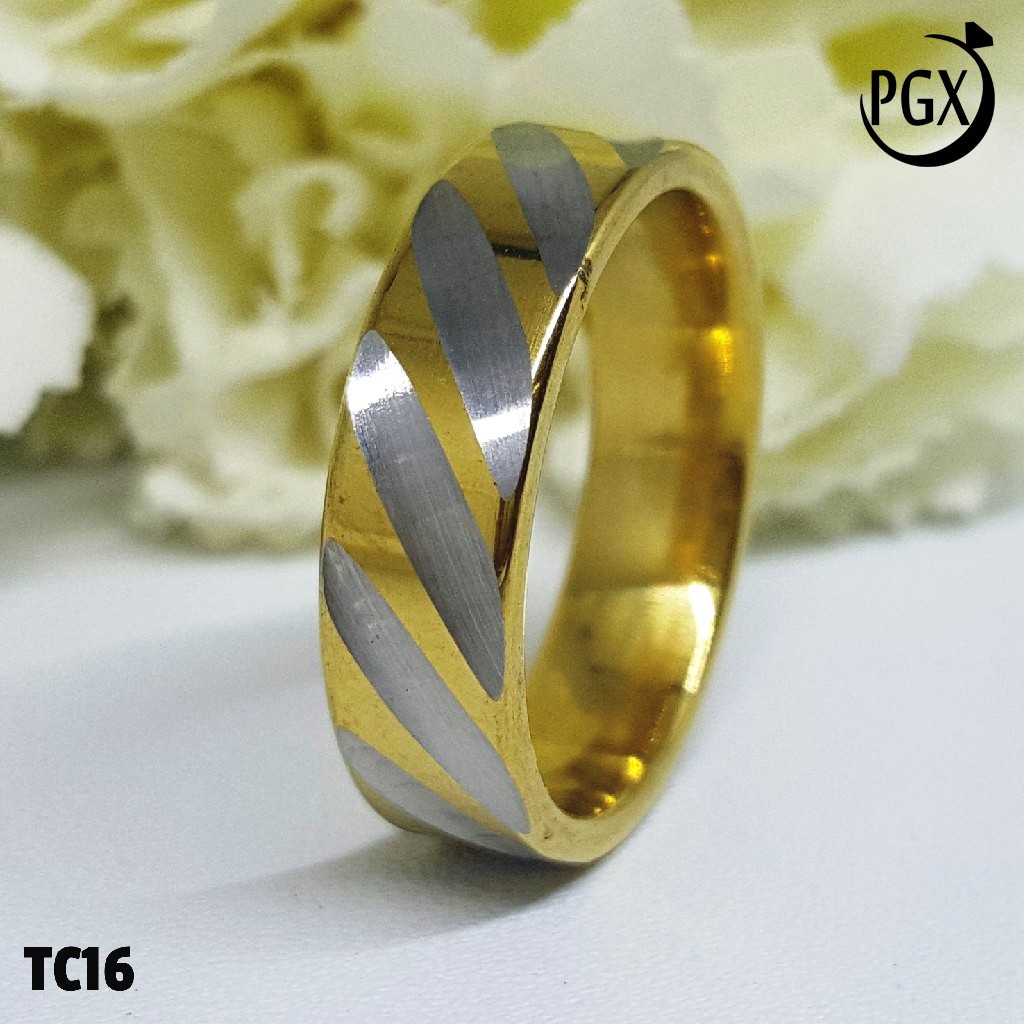 PGX Cincin Titanium Couple Aksesoris Fashion Perhiasan Anti Karat - TC016