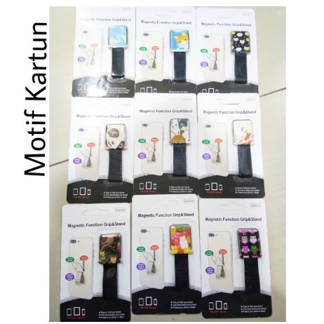 Finger Grip Magnetic Motif Function Grip &amp; Stand Motif Un Grip Besi Holder Handphone