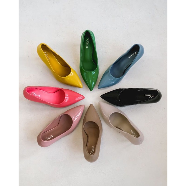 Olavis Ruyi glossy antislip highheels 7cm zepatu wanita tumit tinggi pansus kantor