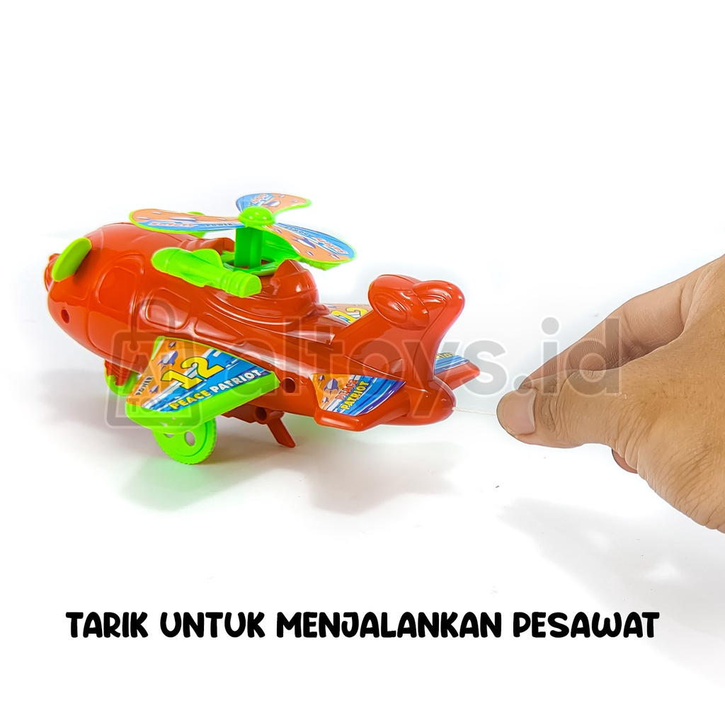 Mainan Pesawat Baling-baling Lucu Bisa Jalan Tarik Tali Airplane Kids Toy SS1381