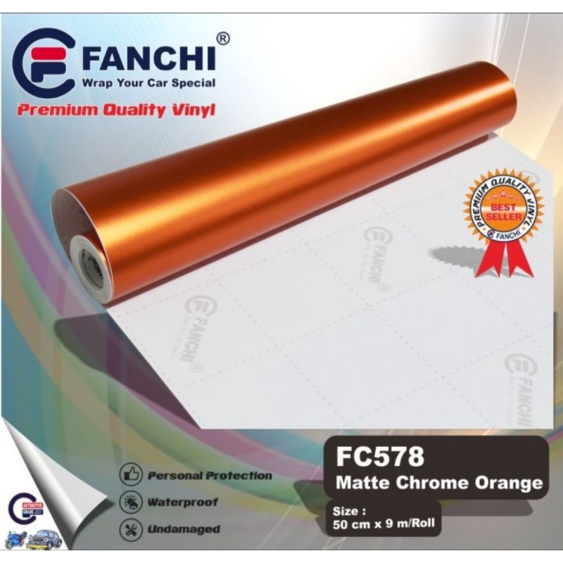 Sticker Fanchi FC578 Matt Chrome Orange Metallic Metalik Doff Premium Wrap
