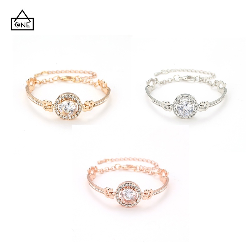 COD Gelang Liar Wanita Temperamen Sederhana Mulia Bor Kilat Gelang fashion Rhinestone bracelet A one