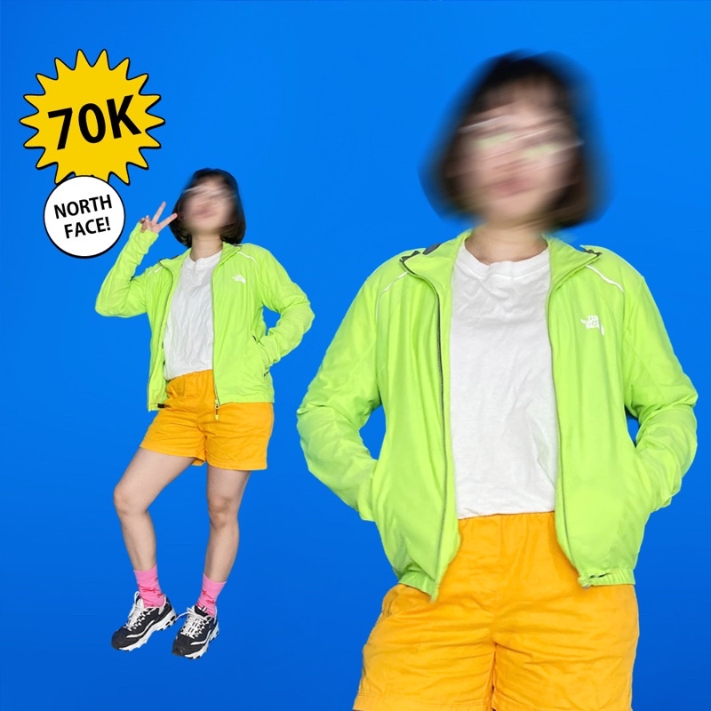 THRIFT NORTH FACE NEON JACKET JAKET NORTH FACE HIJAU NEON TERANG