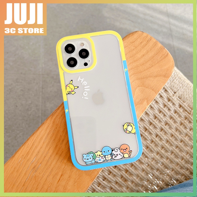 Pok Mon elf Kartun 360 Derajat° Soft case Silikon Transparan Motif Mata Kartun Untuk iphone x xs xr xsmax 11 12 13 pro max