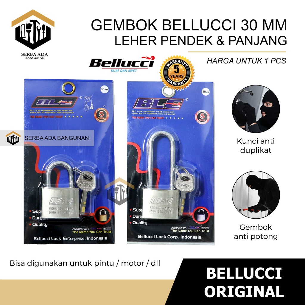 Gembok Putih Bellucci Anti Rust Anti Maling Anti Cut