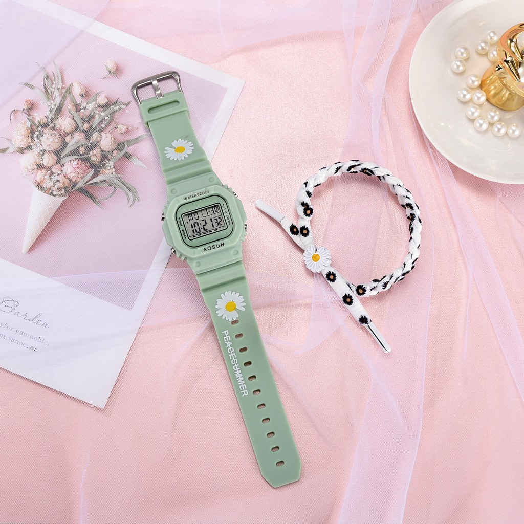 ✅COD [BBS] Jam Tangan Wanita Waterproof Digital Watch GD Same Paragraph Small Daisy Floral Motif Women