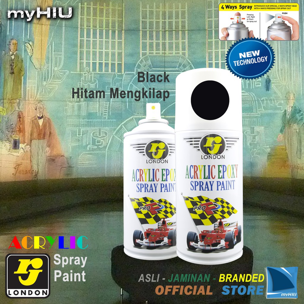 Cat Semprot Hitam Mengkilap 150 ~ 400 cc / Glossy Black Spray Paint RJ LONDON