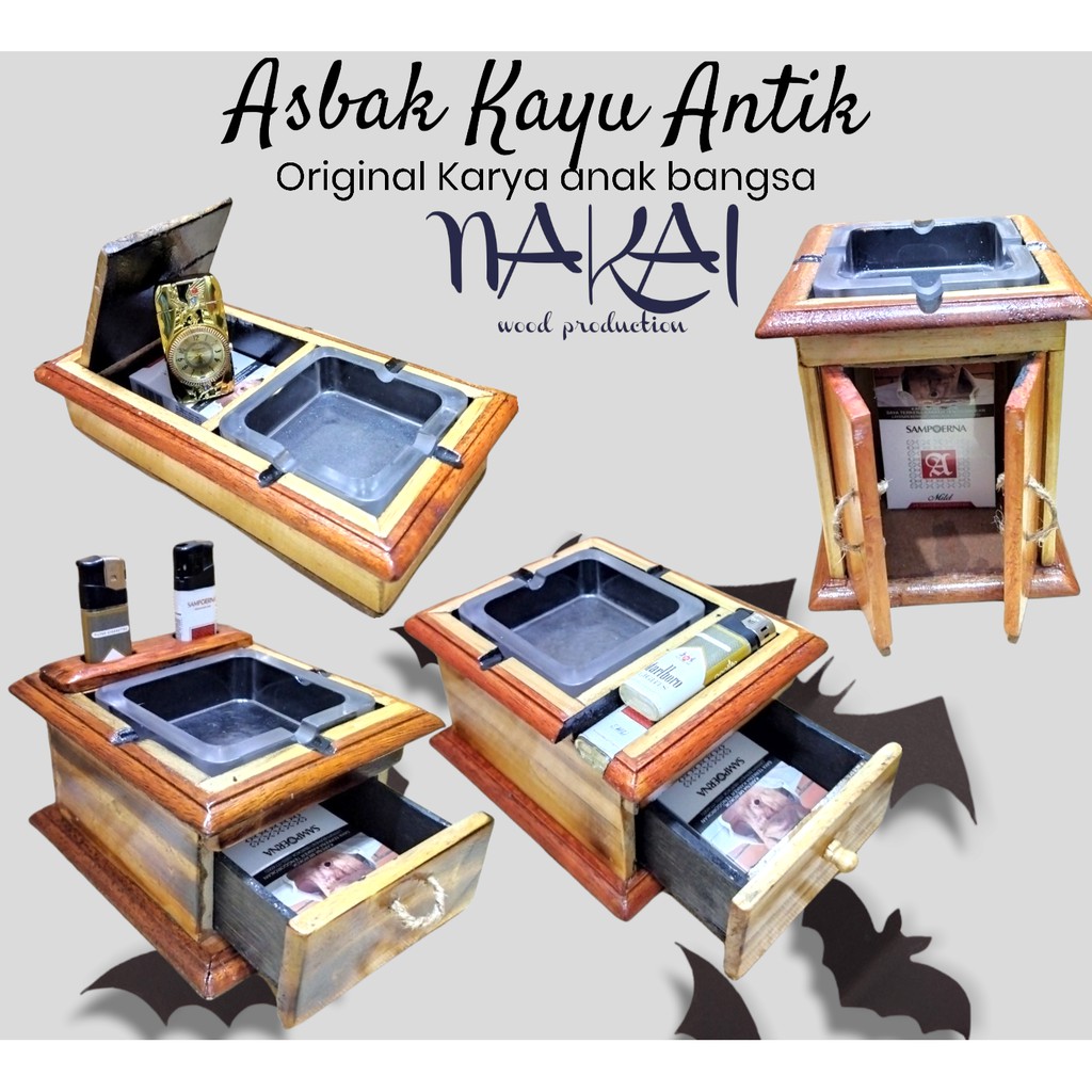 ASBAK KAYU / ASBAK ROKOK KAYU UNIK/SOUVENIR ASBAK MURAH/ASBAK LACI/ASBAK CLASIK/ASBAK RESIN KAYU