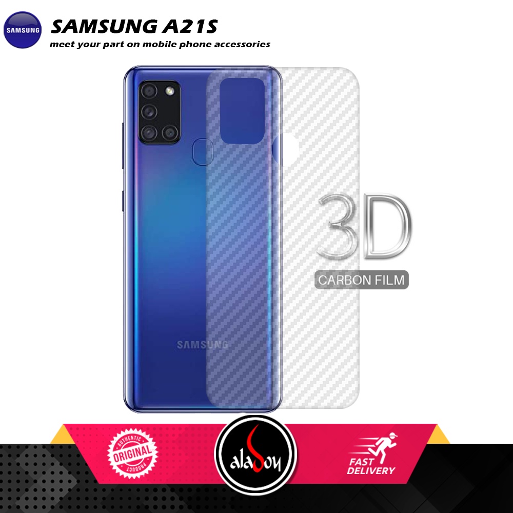 3 IN 1 PAKET Tempered Glass SAMSUNG A21S Free Tempered Glass Camera Lens + Garskin Carbon