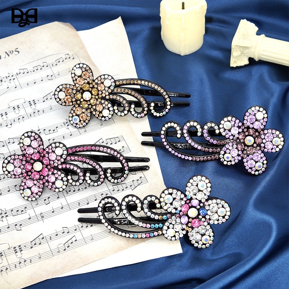 Jepit rambut korea besar sanggul elegan wanita premium full kristal original import motif baru