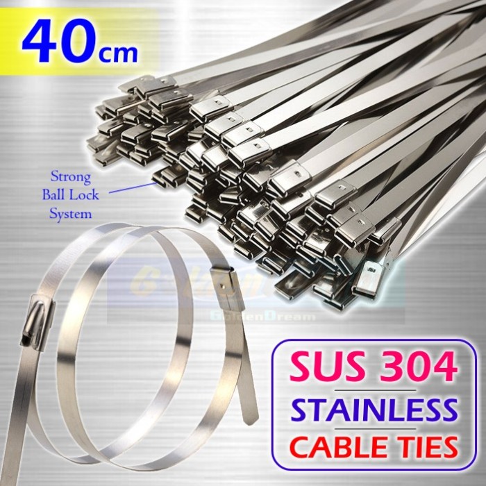 

Panjang 40cm Stainless Cable Ties SUS 304 Kabel Tis Steel Metal Tie