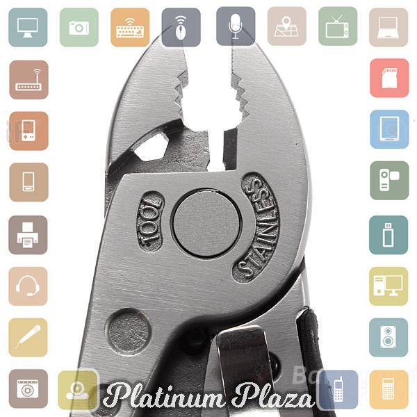 KNIFEZER Kunci Pas Swiss Army Pocket Knife Wrench Plier EDC Multifungsi Stainless Stee`6AJ6KW-- Gray