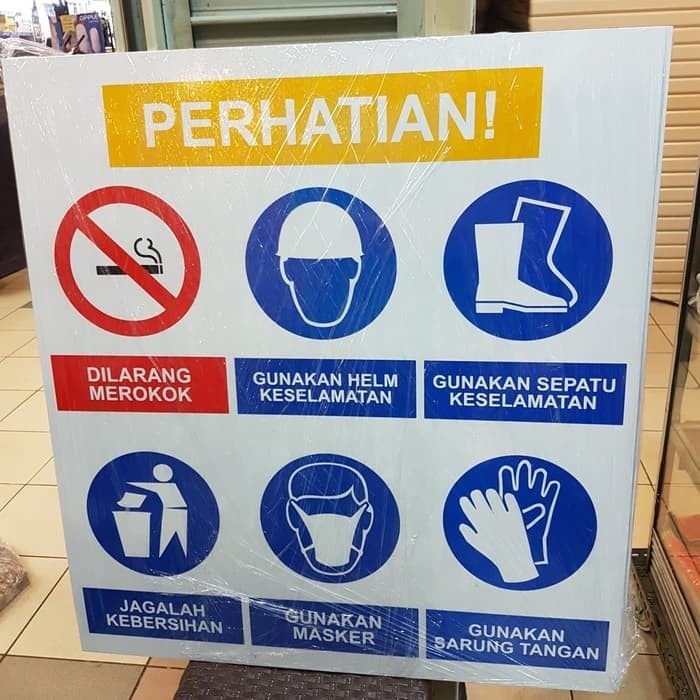 

JUAL SIGN PLAT SAFETY K3 PERHATIAN UKURAN 60X65CM rambu