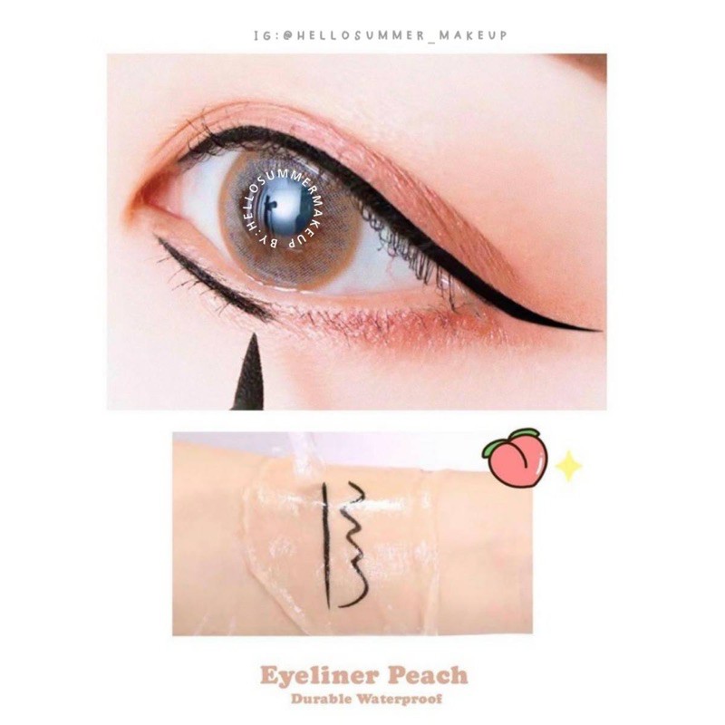 𝐄𝐘𝐄𝐋𝐈𝐍𝐄𝐑 - Peach Eyeliner Black Waterproof Liquid Eyeliner Tahan Lama Hitam Pekat 5ml